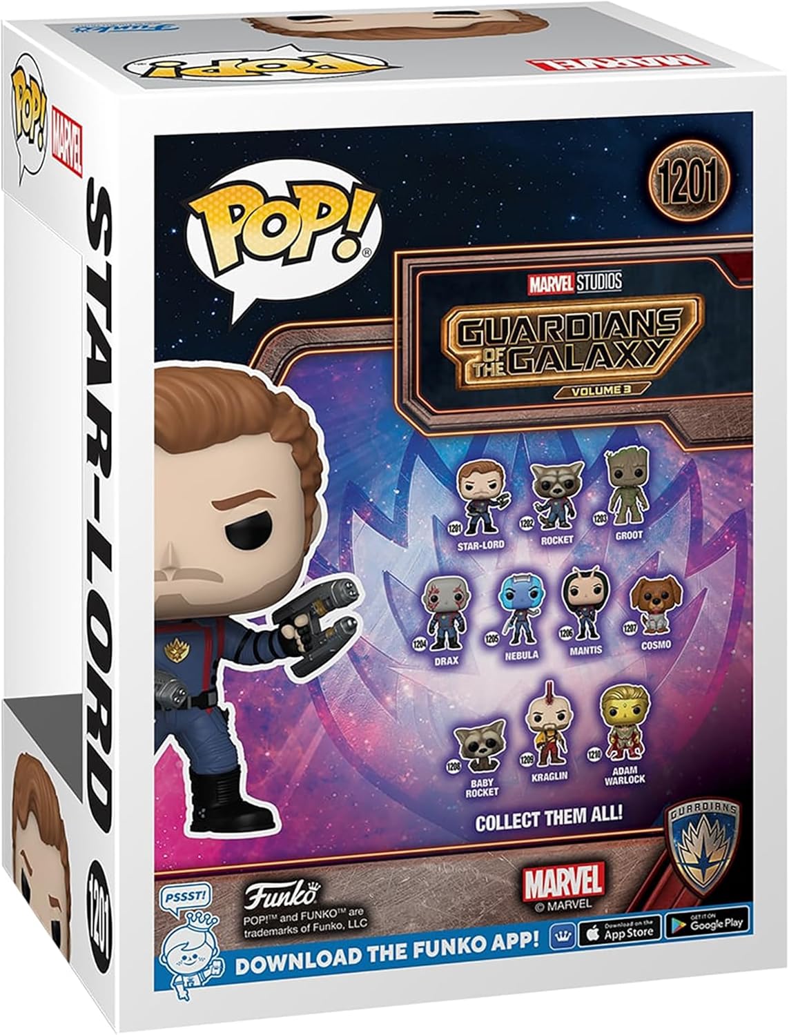 Funko POP Vinyl Marvel: GOTG3 - Star-Lord -Bobblehead, Glow in The Dark Uniform Edges Collectible Figure, Guardians of The Galaxy: Volume 3
