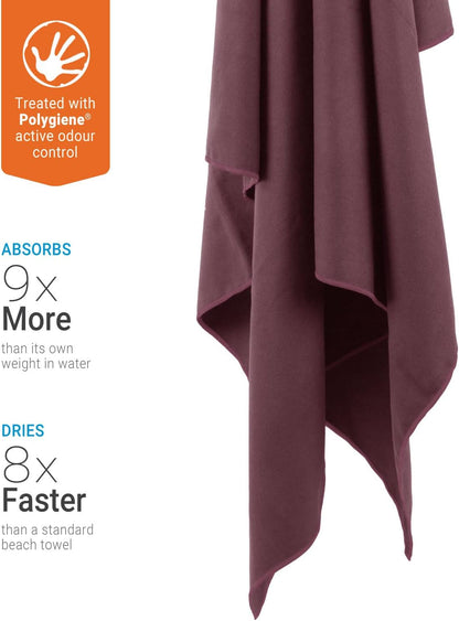 Lifeventure Recycled SoftFibre Travel Towel | Compact, Lightweight Quick-Dry Sports & Beach Towel, Sand-Free Design