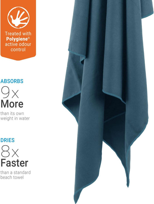 Lifeventure Recycled SoftFibre Travel Towel | Compact, Lightweight Quick-Dry Sports & Beach Towel, Sand-Free Design