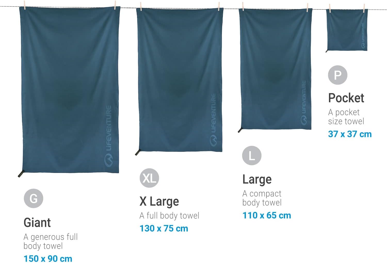 Lifeventure Recycled SoftFibre Travel Towel | Compact, Lightweight Quick-Dry Sports & Beach Towel, Sand-Free Design