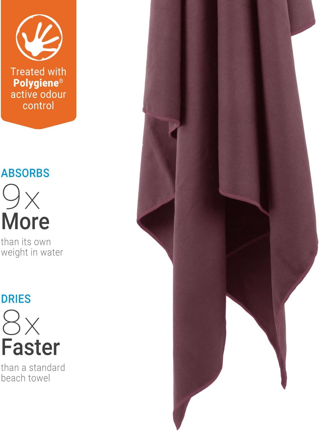 Lifeventure Recycled SoftFibre Travel Towel | Compact, Lightweight Quick-Dry Sports & Beach Towel, Sand-Free Design