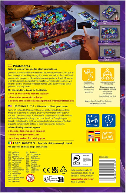 HABA 306212 Hammer Time -A hard-hitting dexterity game for 2 to 4 players ages 5 years and Up- English version (Made in Germany)