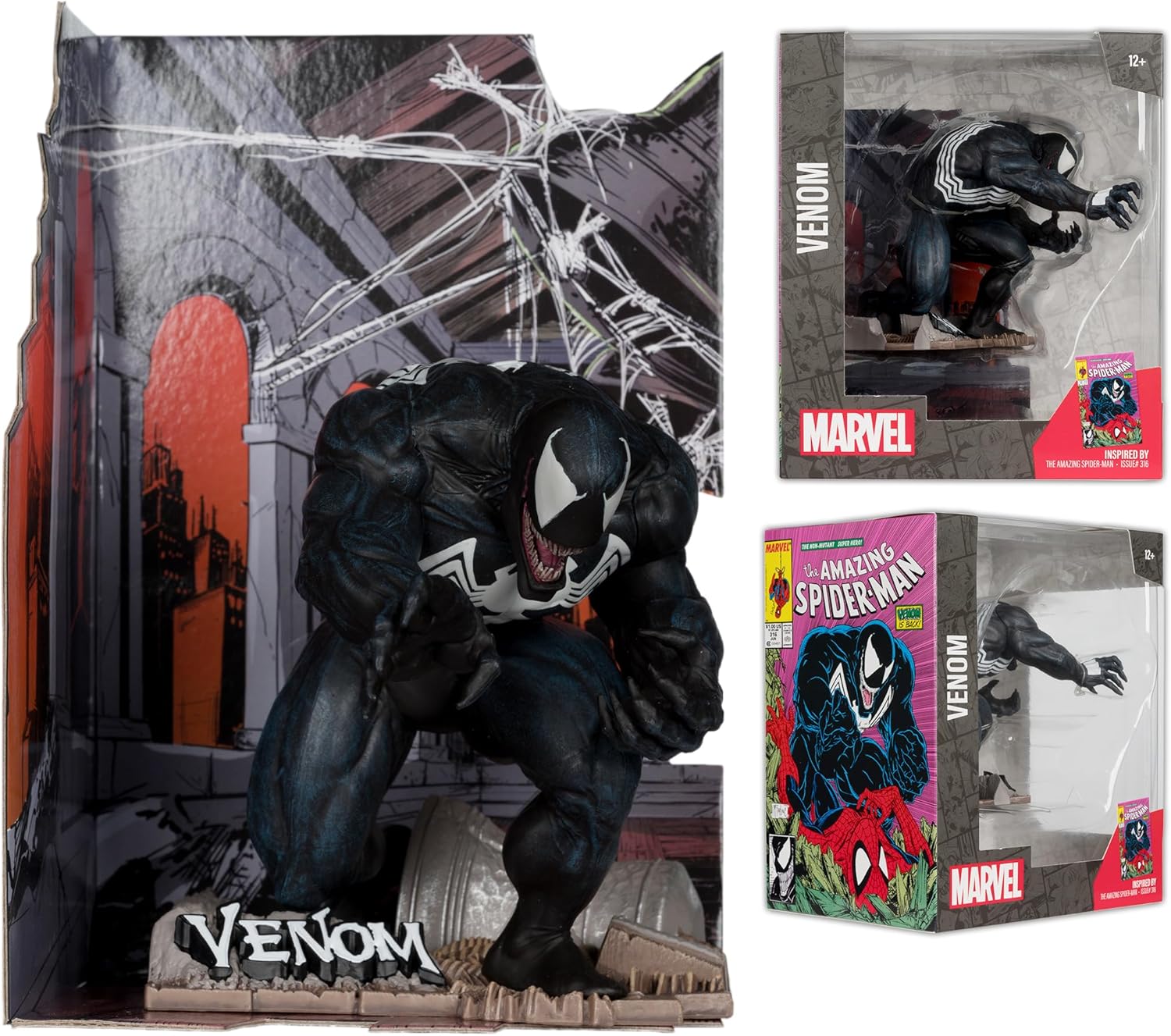 McFarlane Toys - Marvel Venom Sammlerstück im Maßstab 1:10 mit Szene (The Amazing Spider-Man #316