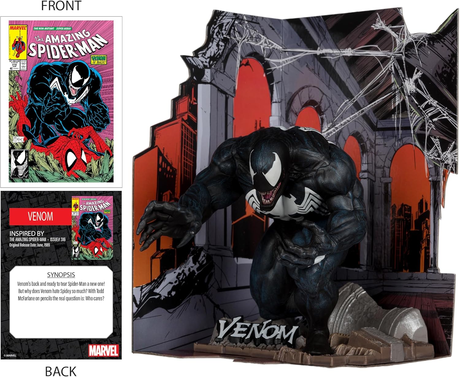 McFarlane Toys - Marvel Venom Sammlerstück im Maßstab 1:10 mit Szene (The Amazing Spider-Man #316