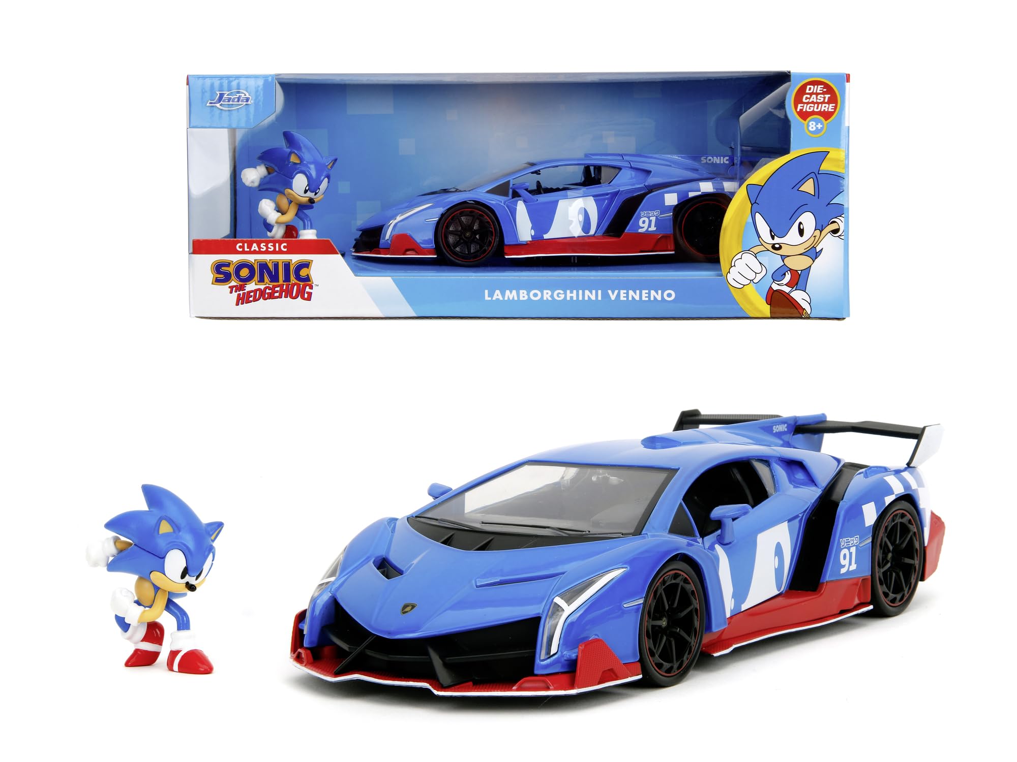 Jada 253255082 Sonic Lamborghini Veneno 1:24 + pers, Blue