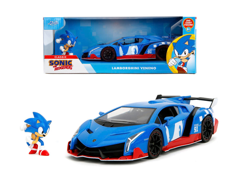 Jada 253255082 Sonic Lamborghini Veneno 1:24 + pers, Blue