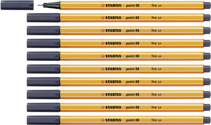 Stabilo Fineliner point 88 - Confezione da 10 - Grigio di Payne