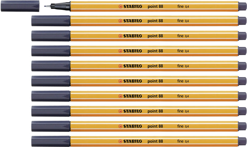 Stabilo Fineliner point 88 - Confezione da 10 - Grigio di Payne