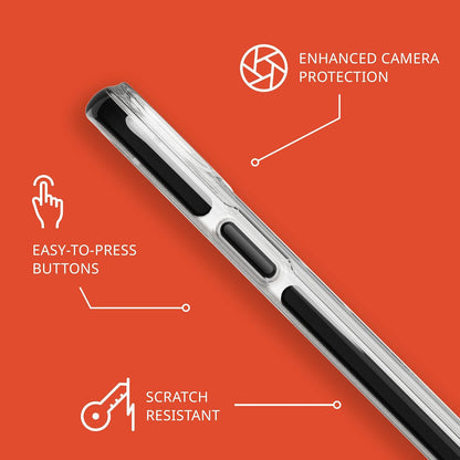 Tech21 Evo Crystal Kick hoesje voor iPhone 15, Geschikt voor MagSafe, Standaard telefoonhoesje, TPU en Biologisch afbreekbaar materiaal, Clear/Black, 15x Militaire standaard valbescherming: 4.9m