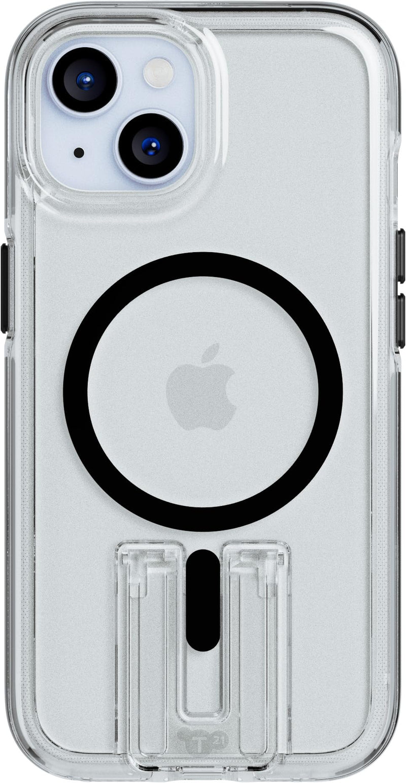 Tech21 Evo Crystal Kick hoesje voor iPhone 15, Geschikt voor MagSafe, Standaard telefoonhoesje, TPU en Biologisch afbreekbaar materiaal, Clear/Black, 15x Militaire standaard valbescherming: 4.9m