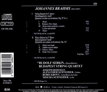 String Quartet In C Minor Op. 51 No. 1 / Piano Quintet In F Minor Op. 34