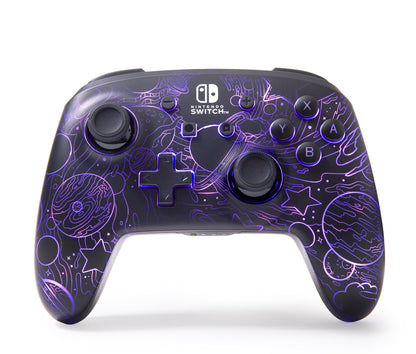 PowerA Enhanced Wireless Controller for Nintendo Switch with Lumectra - Galactic Vortex, RGB lighting reveals a hidden galaxy design, rechargeable battery, motion controls, officially licensed