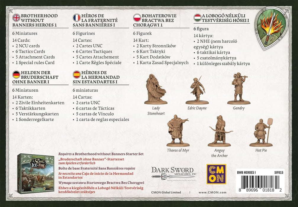 CMON, A Song of Ice & Fire - Brotherhood Heroes I (Heroes of the Brotherhood without Banner I), Expansion, Tabletop, 2 Players, Ages 14+, 45-60 Minutes, German