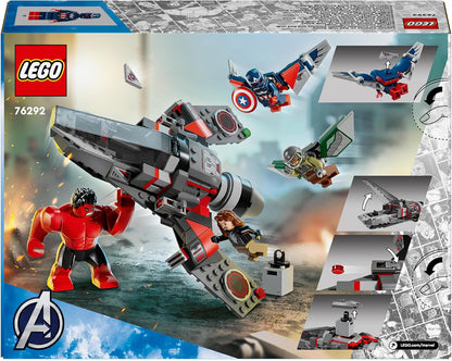 LEGO Marvel Captain America vs. Red Hulk Battle Set, Plane Building Toy with 4 Super Hero Minifigures Including Red Hulk and Falcon, Avengers Gifts for 7 Plus Year Old Boys & Girls 76292