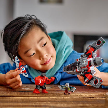 LEGO Marvel Captain America vs. Red Hulk Battle Set, Plane Building Toy with 4 Super Hero Minifigures Including Red Hulk and Falcon, Avengers Gifts for 7 Plus Year Old Boys & Girls 76292