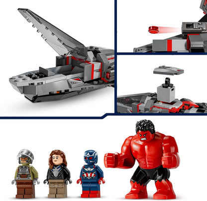 LEGO Marvel Captain America vs. Red Hulk Battle Set, Plane Building Toy with 4 Super Hero Minifigures Including Red Hulk and Falcon, Avengers Gifts for 7 Plus Year Old Boys & Girls 76292