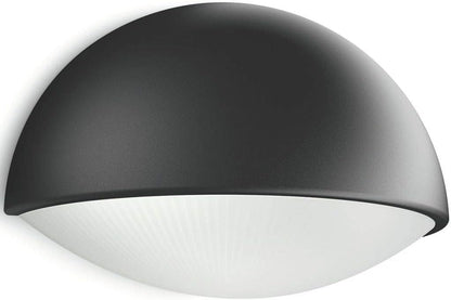 This half-moon Philips myGarden Dust LED wall light in aluminium finished in anthracite creates a subtle silhouette on your outdoor