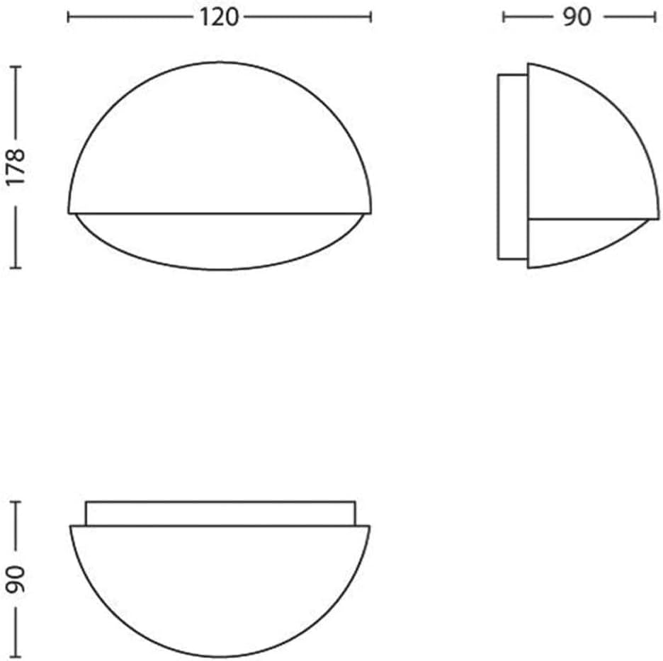 This half-moon Philips myGarden Dust LED wall light in aluminium finished in anthracite creates a subtle silhouette on your outdoor