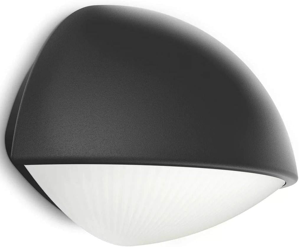 This half-moon Philips myGarden Dust LED wall light in aluminium finished in anthracite creates a subtle silhouette on your outdoor