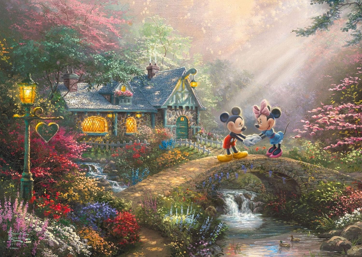 Schmidt Spiele 59928 Thomas Kinkade, Disney, Mickey & Minnie in Hawaii, 500 Pieces Puzzle in a Nostalgia Tin, Colourful