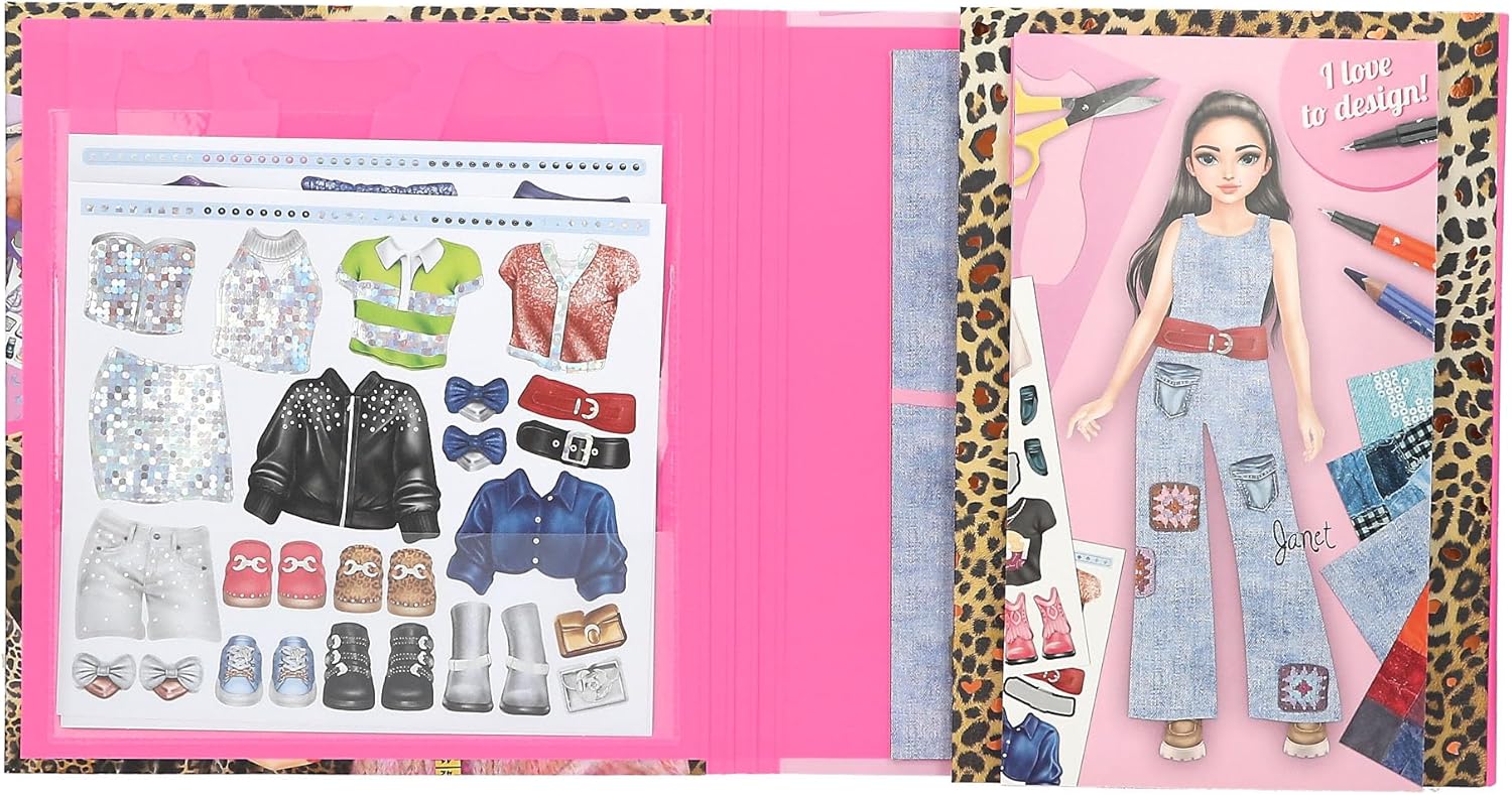 Depesche 13345 Creëer je TOPModel - Kleurboek Design Studio, met 30 pagina's voor het ontwerpen van modelmotieven, incl. stickers, sjabloon en nog veel meer.