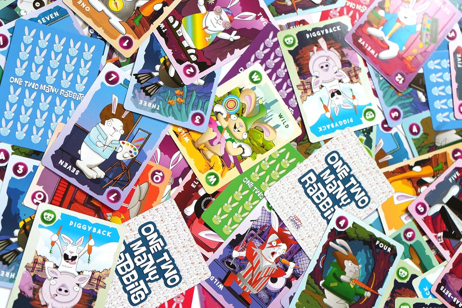 Happy Camper - One Two Many Rabbits - A Wild & Harey Card Game | Quick to Learn, Easy to Teach | Great Math Game | Perfect for Family Game Night | 1-4 Players, Ages 7+