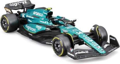 Bburago - Aston Martin AMR23#14 Alonso - Modellino Realistico Auto F1 in Scala 1:43, Replica Diecast con Licenza Ufficiale Aston Martin, Età Consigliata 3+ Anni