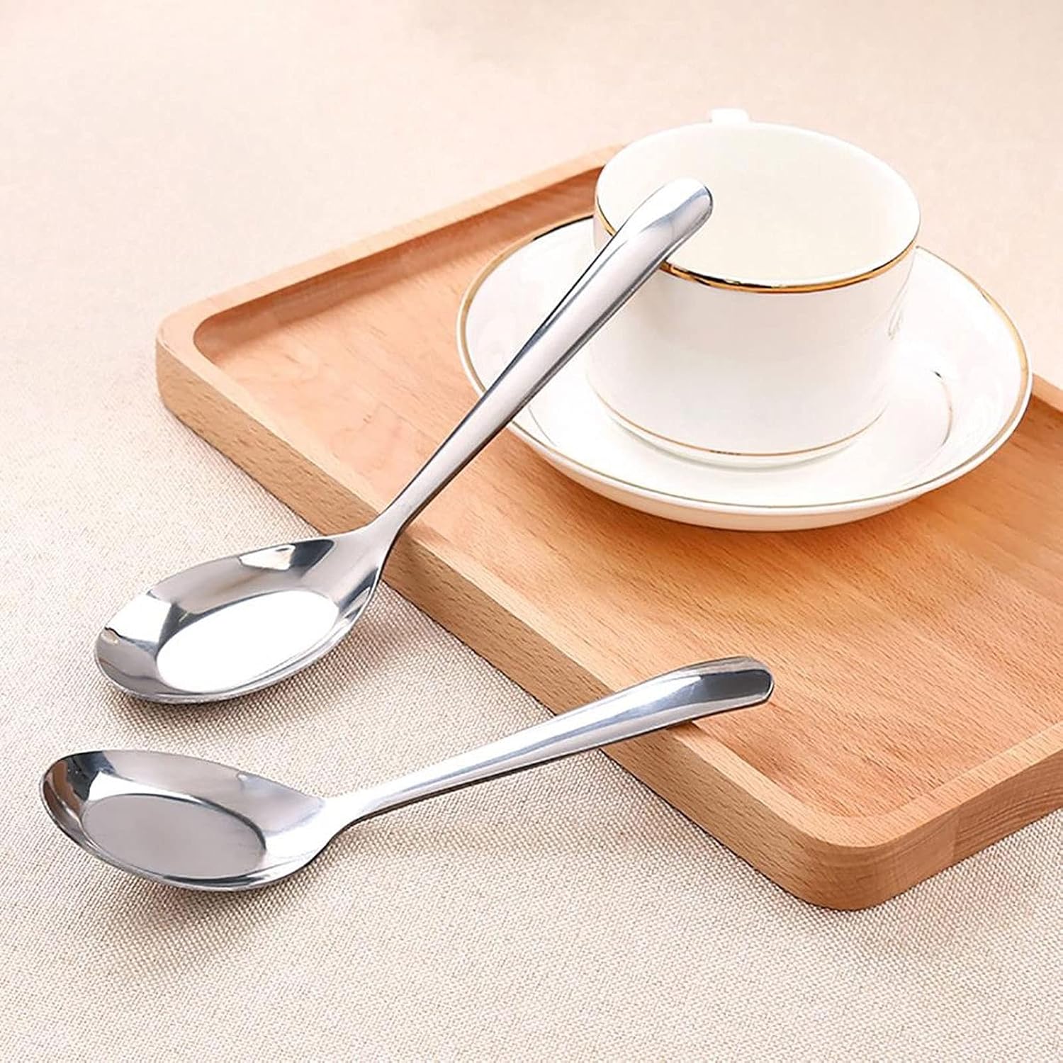 CBUJHXQ Cucchiaio da minestra portatile in acciaio inossidabile durevole multi formato manico lungo per cucina casa (dimensioni: 5 pezzi)
