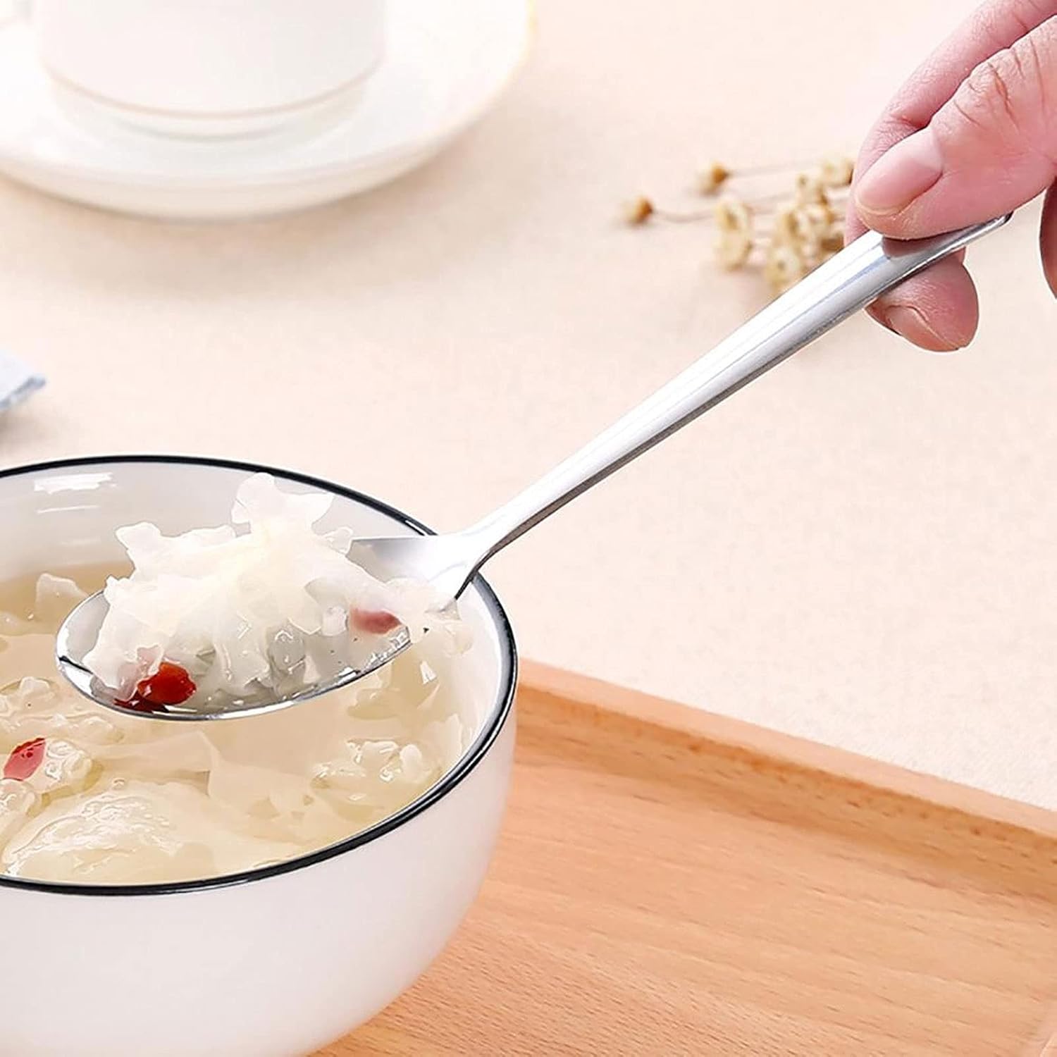 CBUJHXQ Cucchiaio da minestra portatile in acciaio inossidabile durevole multi formato manico lungo per cucina casa (dimensioni: 5 pezzi)