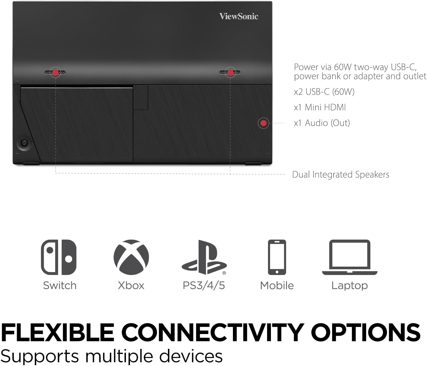 Viewsonic Vx1654 - Led Monitor - Gaming - 16`` (15.6`` Viewable) - Portable - 1920 X 1080 Full Hd (1080P) @ 144 Hz - 250 C