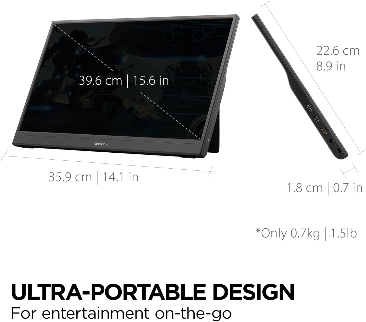 Viewsonic Vx1654 - Led Monitor - Gaming - 16`` (15.6`` Viewable) - Portable - 1920 X 1080 Full Hd (1080P) @ 144 Hz - 250 C