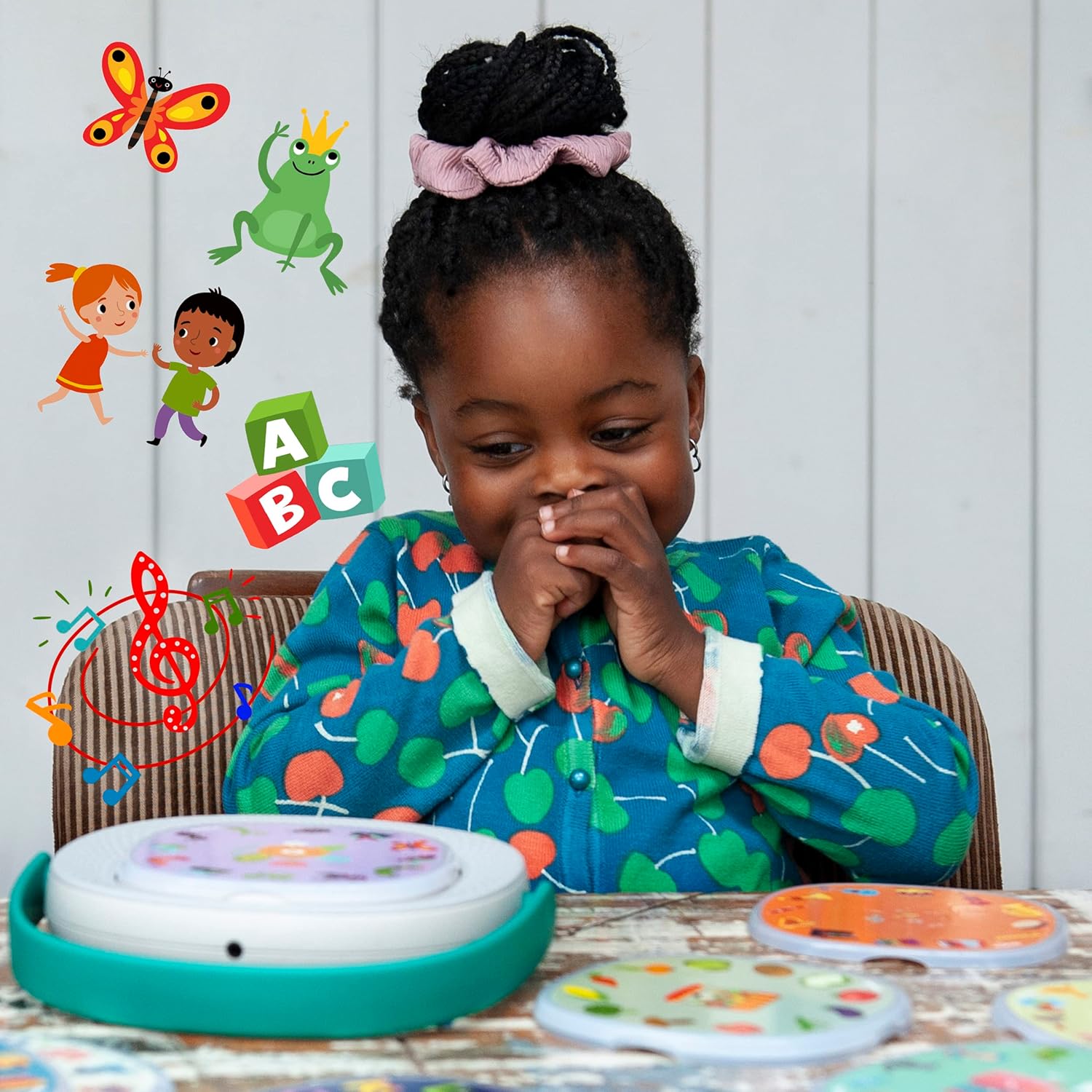 TIMIO Disk Set # 2: 5 Audio-Discs voor de TIMIO Player | Leer Getallen, 96 Kinderliedjes Vol. 2, Zeedieren, Vormen, Fruit | Alles in 8 Talen | Leerspeelgoed van 2 - 6 Jaar