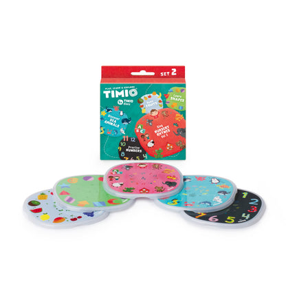 TIMIO Disk Set # 2: 5 Audio-Discs voor de TIMIO Player | Leer Getallen, 96 Kinderliedjes Vol. 2, Zeedieren, Vormen, Fruit | Alles in 8 Talen | Leerspeelgoed van 2 - 6 Jaar