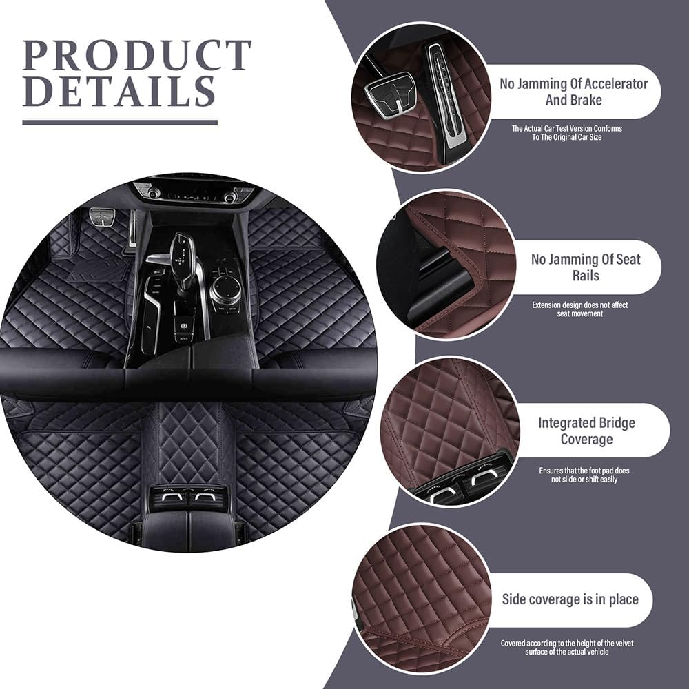 JRZCXGZX Customized Car Floor Mats for Peugeot 308 2016 2017 2018 2019 (RHD) Leather Full Coverage Pads Carpets Protection Car Mat Non-Slip All Weather Floor Liners,Black Style
