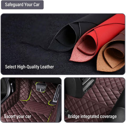 JRZCXGZX Customized Car Floor Mats for Peugeot 308 2016 2017 2018 2019 (RHD) Leather Full Coverage Pads Carpets Protection Car Mat Non-Slip All Weather Floor Liners,Black Style