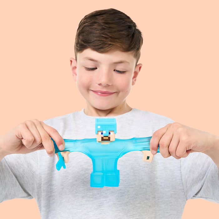 Heroes of Goo Jit Zu Minecraft Stretchy Characters, Steve With Diamond Armor & Sword, Super Squishy Goo Filling With Hidden Diamond Piece Inside