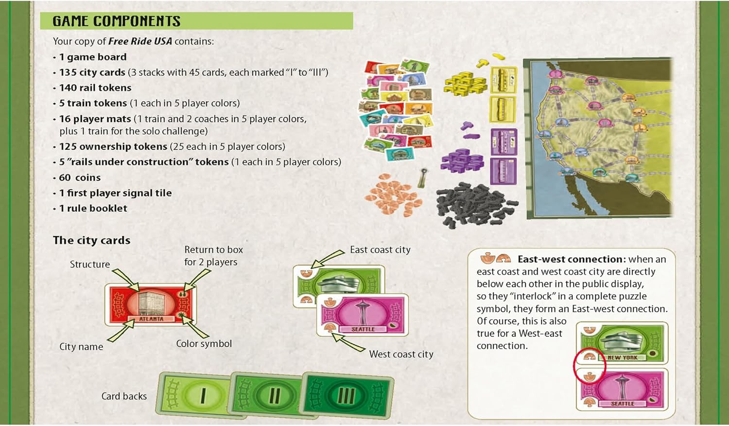 Rio Grande Games: Free Ride USA - Railroad Development Strategy Board Game, 1950s America Themed Train Game, Connect Cities, Ages 14+, 1-5 Players