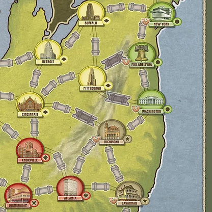 Rio Grande Games: Free Ride USA - Railroad Development Strategy Board Game, 1950s America Themed Train Game, Connect Cities, Ages 14+, 1-5 Players
