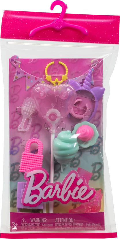 Barbie Accessories, Storytelling Set Dolls with Unicorn Theme, Styling Pieces & Party Decorations Like Balloon & Cotton Candy