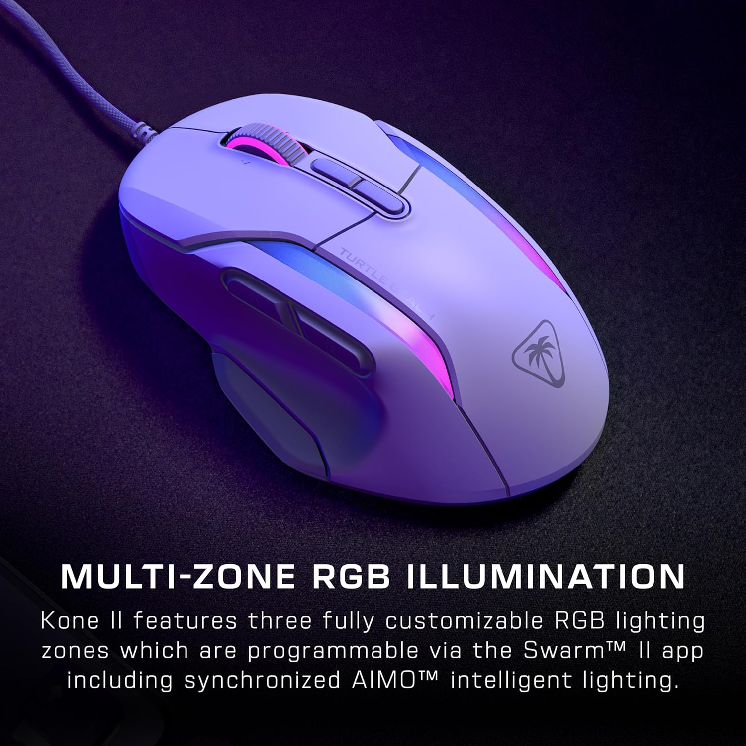 Turtle Beach Kone II – Draadloze Ergonomische RGB-Gamingmuis, Optische Sensor van 26K DPI, 23 Aanpasbare Invoerfuncties, 4D-Scrolwiel, Glijvakken van puur PTFE - Arctic White