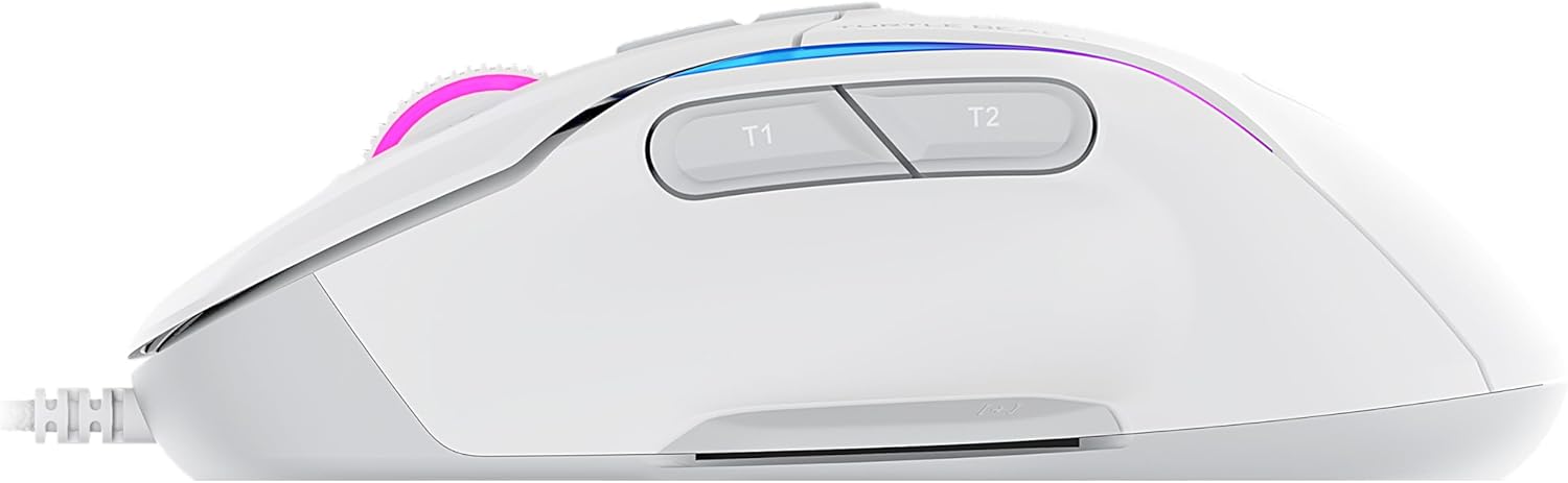 Turtle Beach Kone II – Draadloze Ergonomische RGB-Gamingmuis, Optische Sensor van 26K DPI, 23 Aanpasbare Invoerfuncties, 4D-Scrolwiel, Glijvakken van puur PTFE - Arctic White