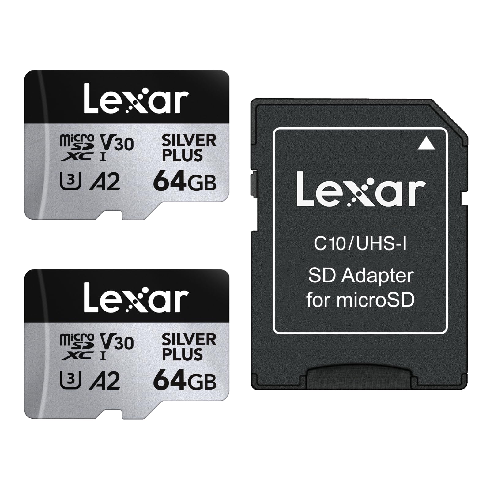 Lexar - Microsdxc Professional Silver Plus Uhs-I/U3/A2/4K R205/W100 (V30) - Silver - 64Gb - 2Pack