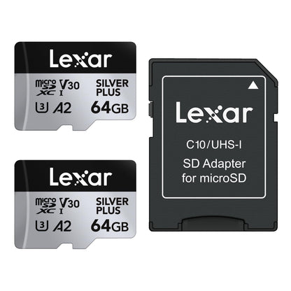 Lexar - Microsdxc Professional Silver Plus Uhs-I/U3/A2/4K R205/W100 (V30) - Silver - 64Gb - 2Pack