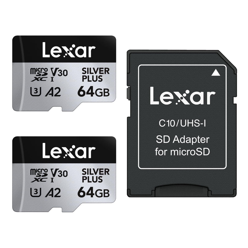 Lexar - Microsdxc Professional Silver Plus Uhs-I/U3/A2/4K R205/W100 (V30) - Silver - 64Gb - 2Pack