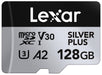 Lexar Tarjeta Micro SD 128 GB Silver Plus, Tarjeta de Memoria Micro SD con Adaptador, Tarjeta Microsdxc TF hasta 205 MB/s, A2, U3, Clase 10, V30, Full HD y 4K UHD para Cámara, Teléfono, Videoconsola