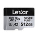 Lexar Silver Plus Micro SD Card 512 GB, Up to 205 MB/s Read Speed, 150 MB/s Write Speed, Memory Card Micro SD with SD Adapter, UHS-I, A2, U3, V30, Class 10, 4K UHD microSDXC