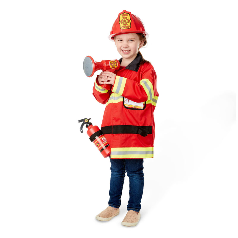 Melissa & Doug Verkleedset met brandweermankostuum met accessoire | Fantasiespel | Montessori Kostuums voor kinderen | 3+ | Cadeau voor meisjes en jongens