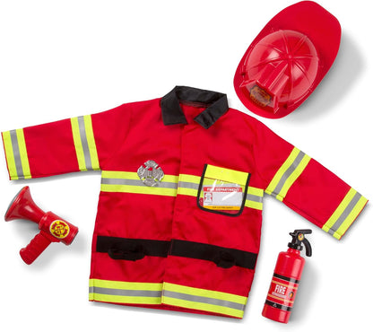 Melissa & Doug Verkleedset met brandweermankostuum met accessoire | Fantasiespel | Montessori Kostuums voor kinderen | 3+ | Cadeau voor meisjes en jongens