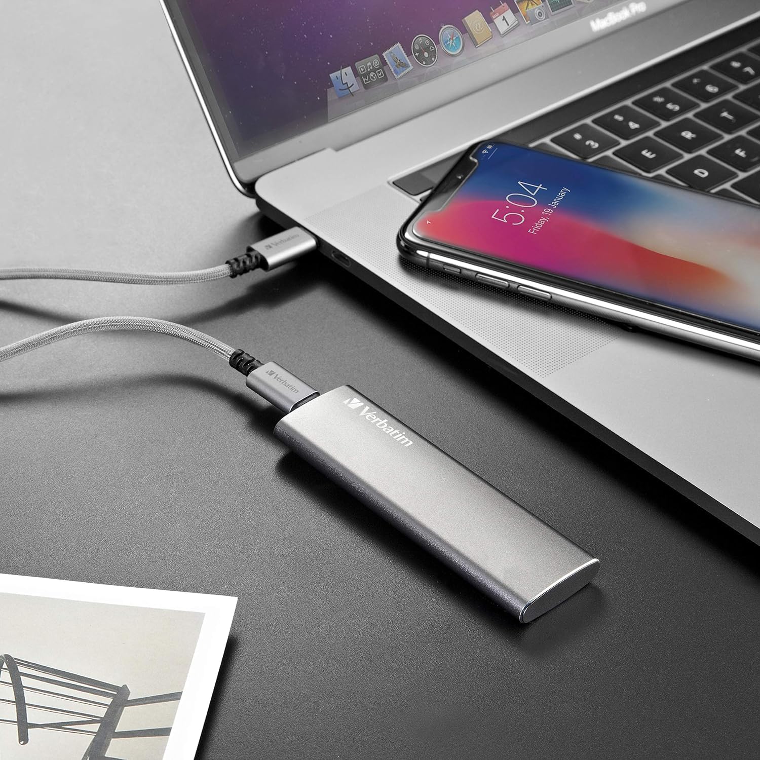 Verbatim Vx500 Externe SSD Harde Schijf 1TB Draagbare Solid State Drive USB 3.2 Gen 2 Externe Drive voor Mac, PC, Smartphone & Game Console, Space Grey