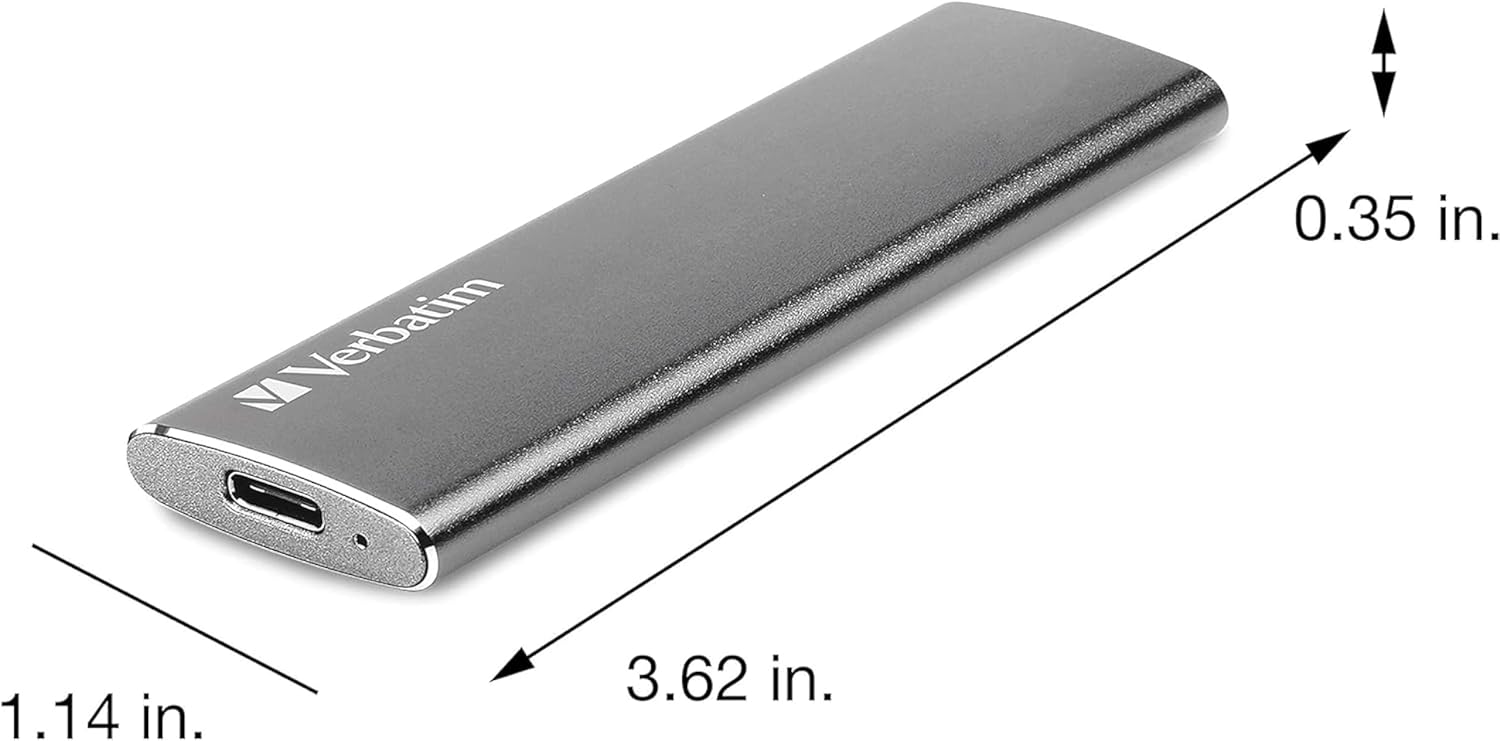 Verbatim Vx500 Externe SSD Harde Schijf 1TB Draagbare Solid State Drive USB 3.2 Gen 2 Externe Drive voor Mac, PC, Smartphone & Game Console, Space Grey
